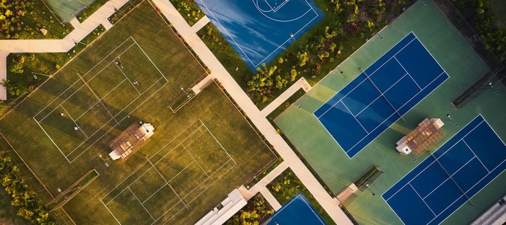 various tennis and sports courts feature premium footing options