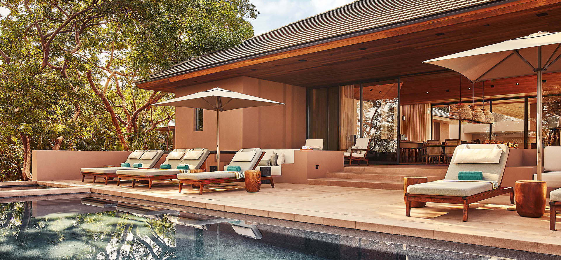 private villa pool and sun deck at mandarina